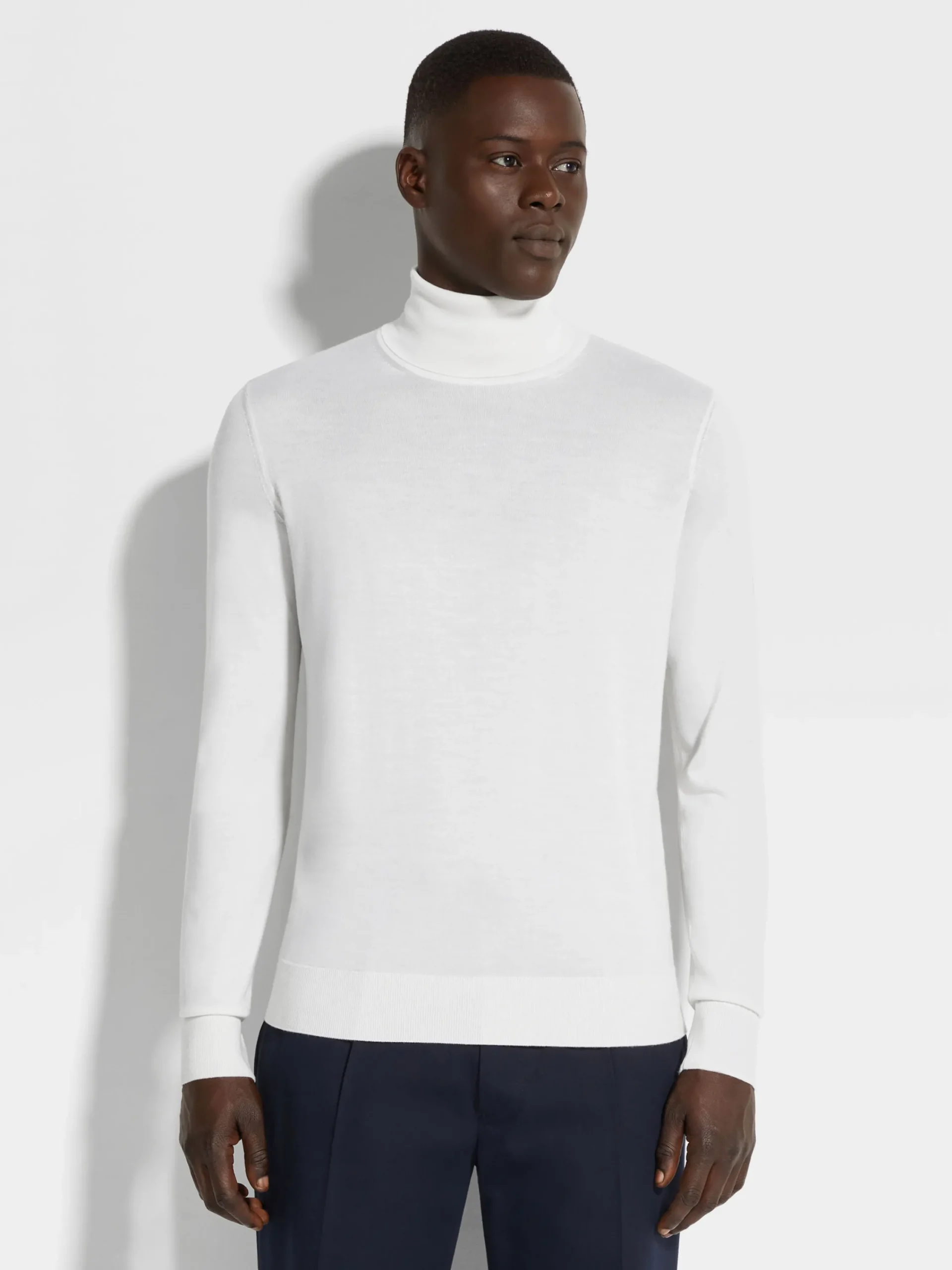 Travel In Style|Sweaters>ZEGNA Cashseta Turtleneck White