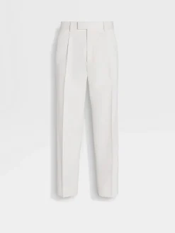 Pants>ZEGNA Cotton and Wool Pants White