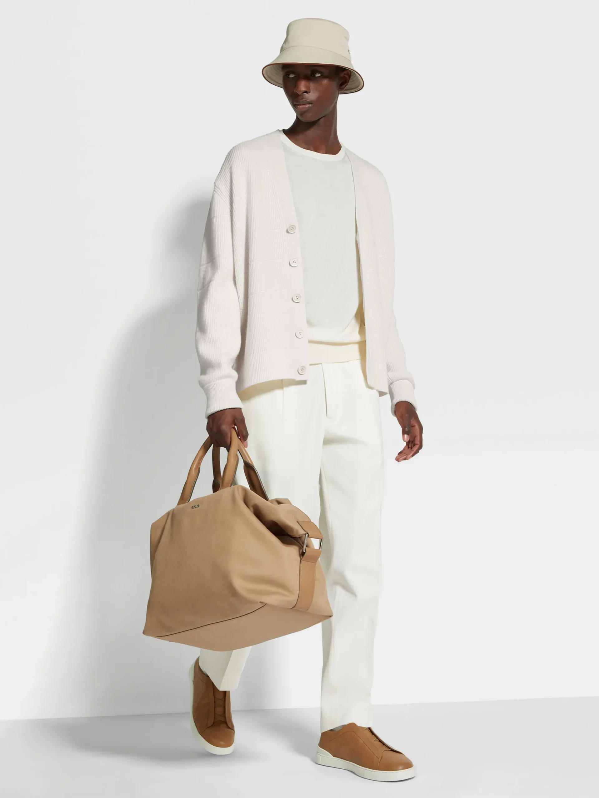 Pants>ZEGNA Cotton and Wool Pants White
