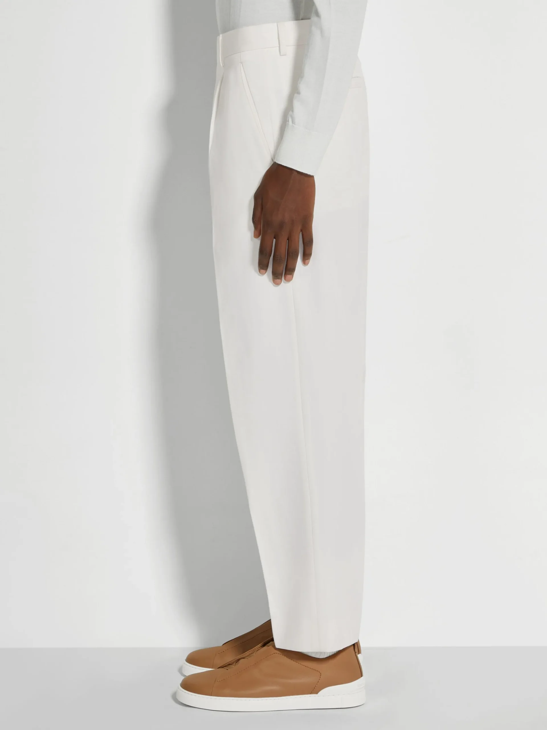 Pants>ZEGNA Cotton and Wool Pants White