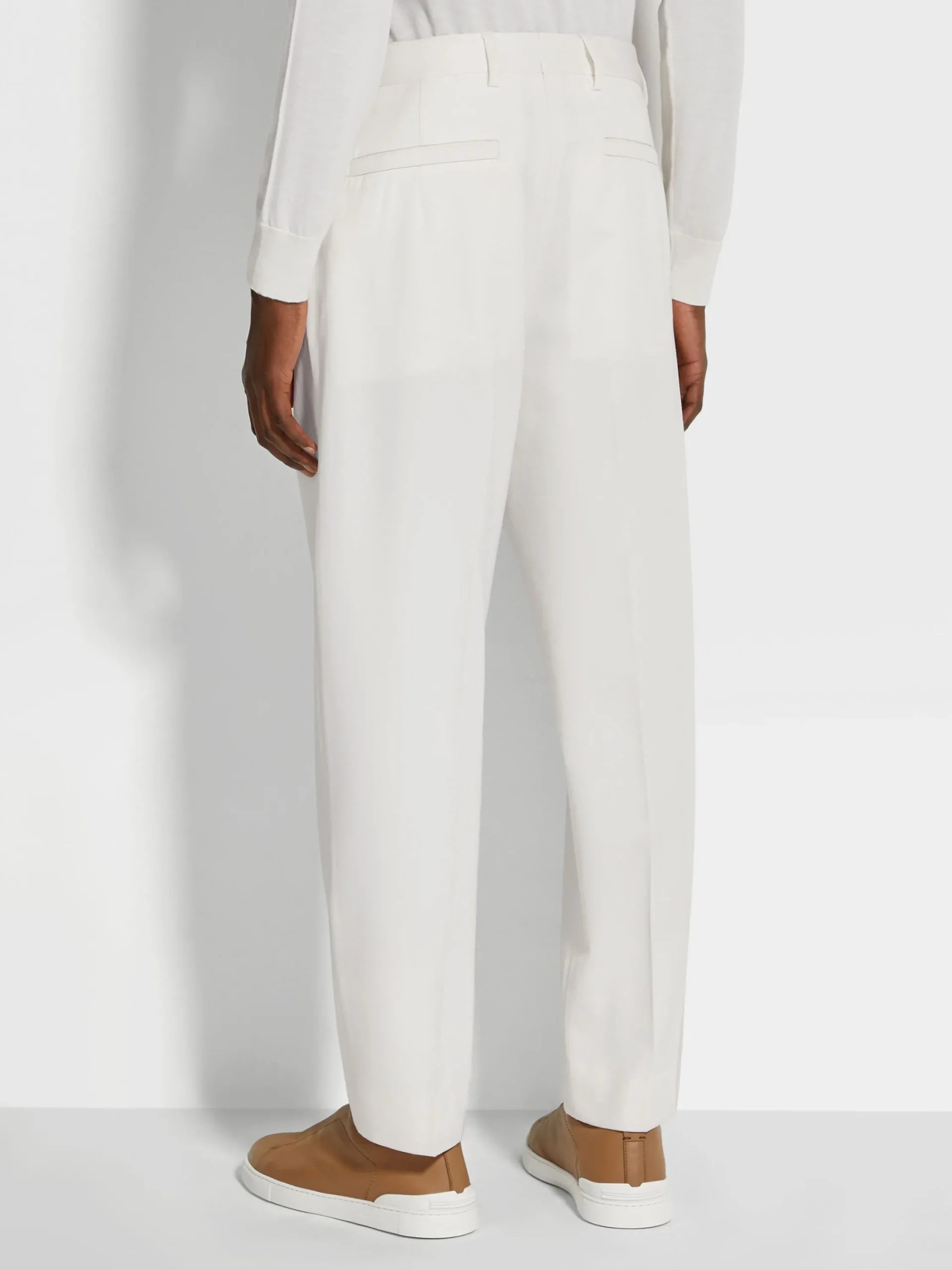 Pants>ZEGNA Cotton and Wool Pants White
