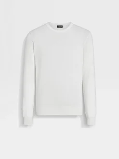 Sweaters>ZEGNA White Mélange Cashseta Crewneck WhiteMélange