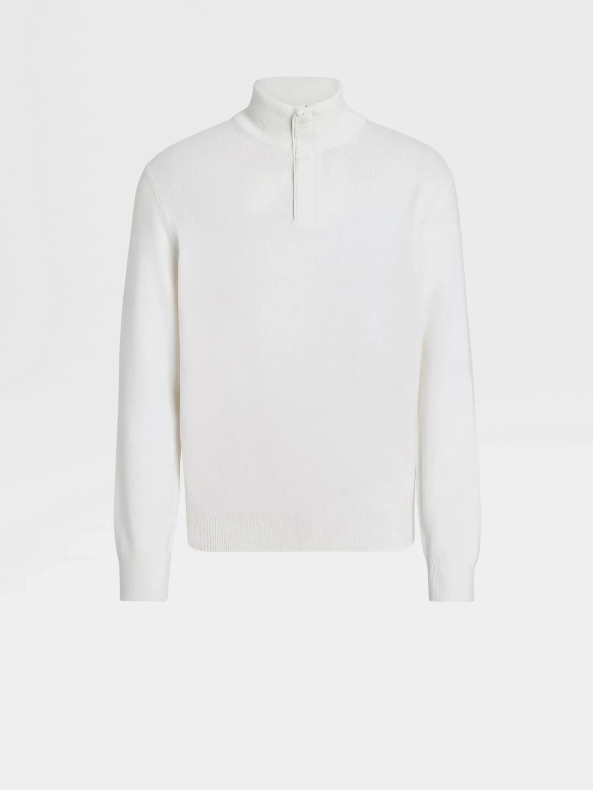 Sweaters>ZEGNA White Mélange Oasi Cashmere Zip Mock Neck Sweater WhiteMélange