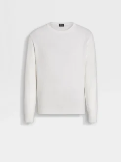 Travel In Style|Sweaters>ZEGNA White Mélange Oasi Cashmere Crewneck WhiteMélange