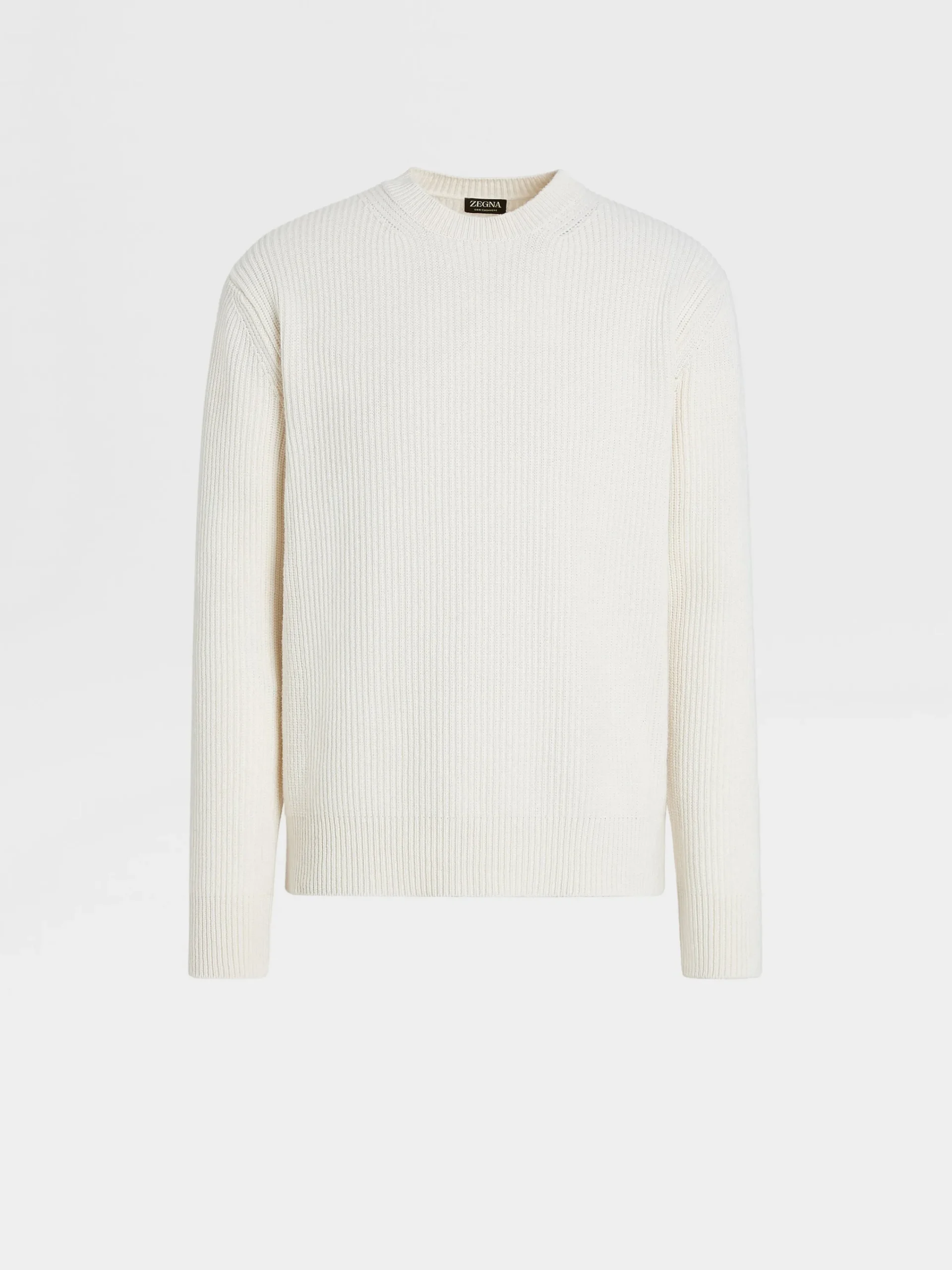 Sweaters>ZEGNA White Mélange Oasi Cashmere Crewneck WhiteMélange