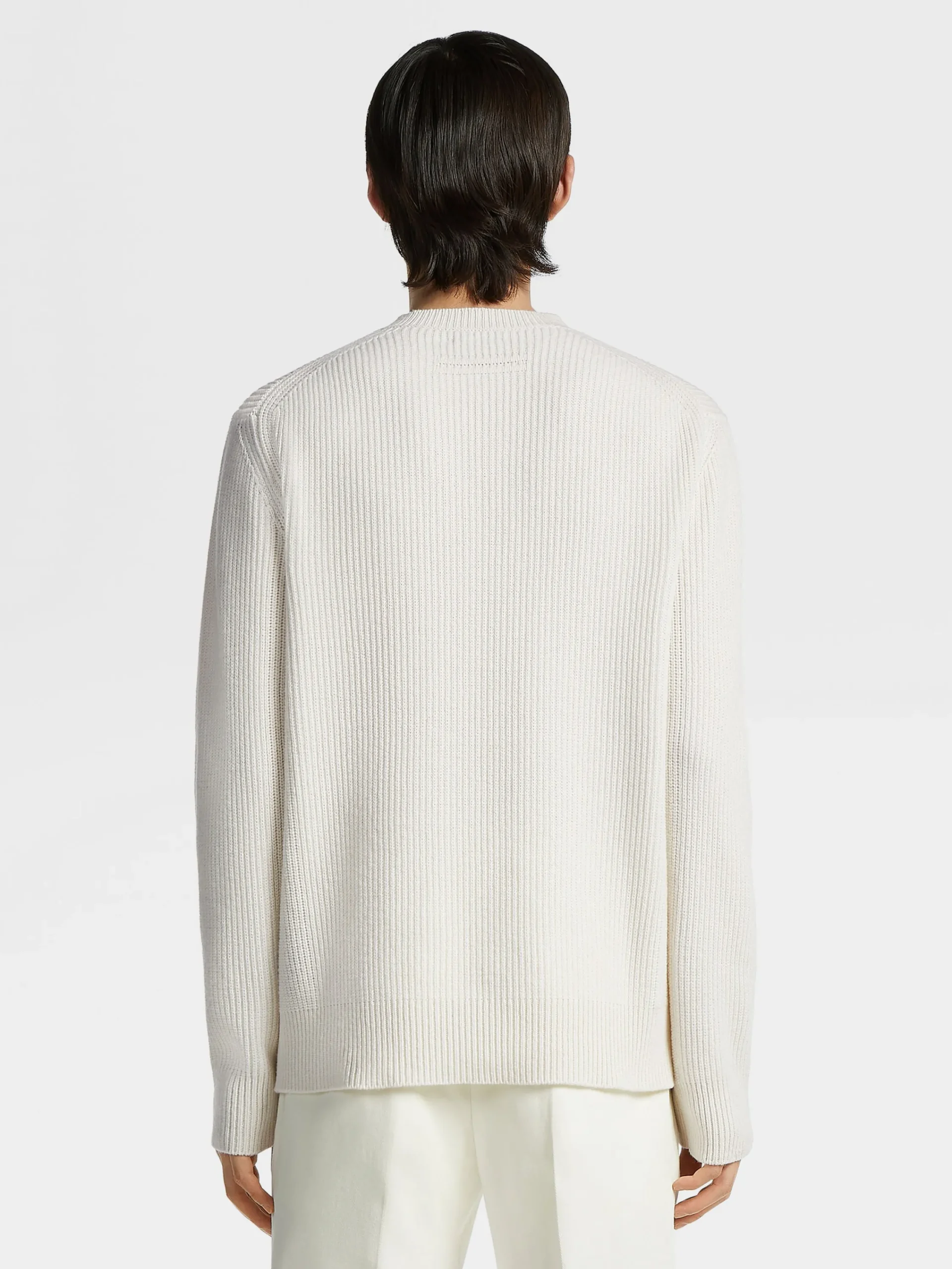 Sweaters>ZEGNA White Mélange Oasi Cashmere Crewneck WhiteMélange