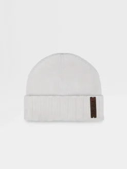 Gloves, Scarves And Hats>ZEGNA Oasi Cashmere Beanie White
