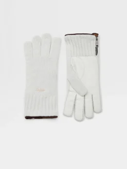Gloves, Scarves And Hats>ZEGNA Oasi Cashmere Gloves White