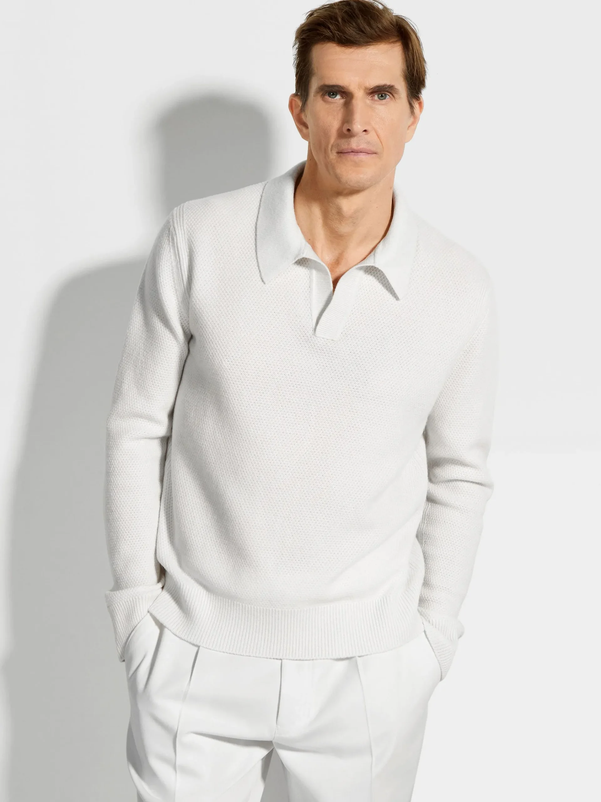 Polo Shirts|Sweaters>ZEGNA Oasi Cashmere Polo Shirt White