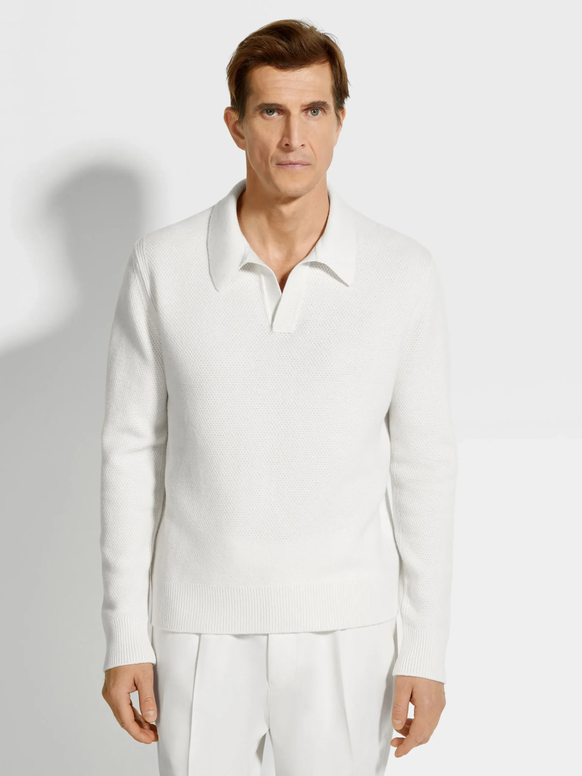 Polo Shirts|Sweaters>ZEGNA Oasi Cashmere Polo Shirt White