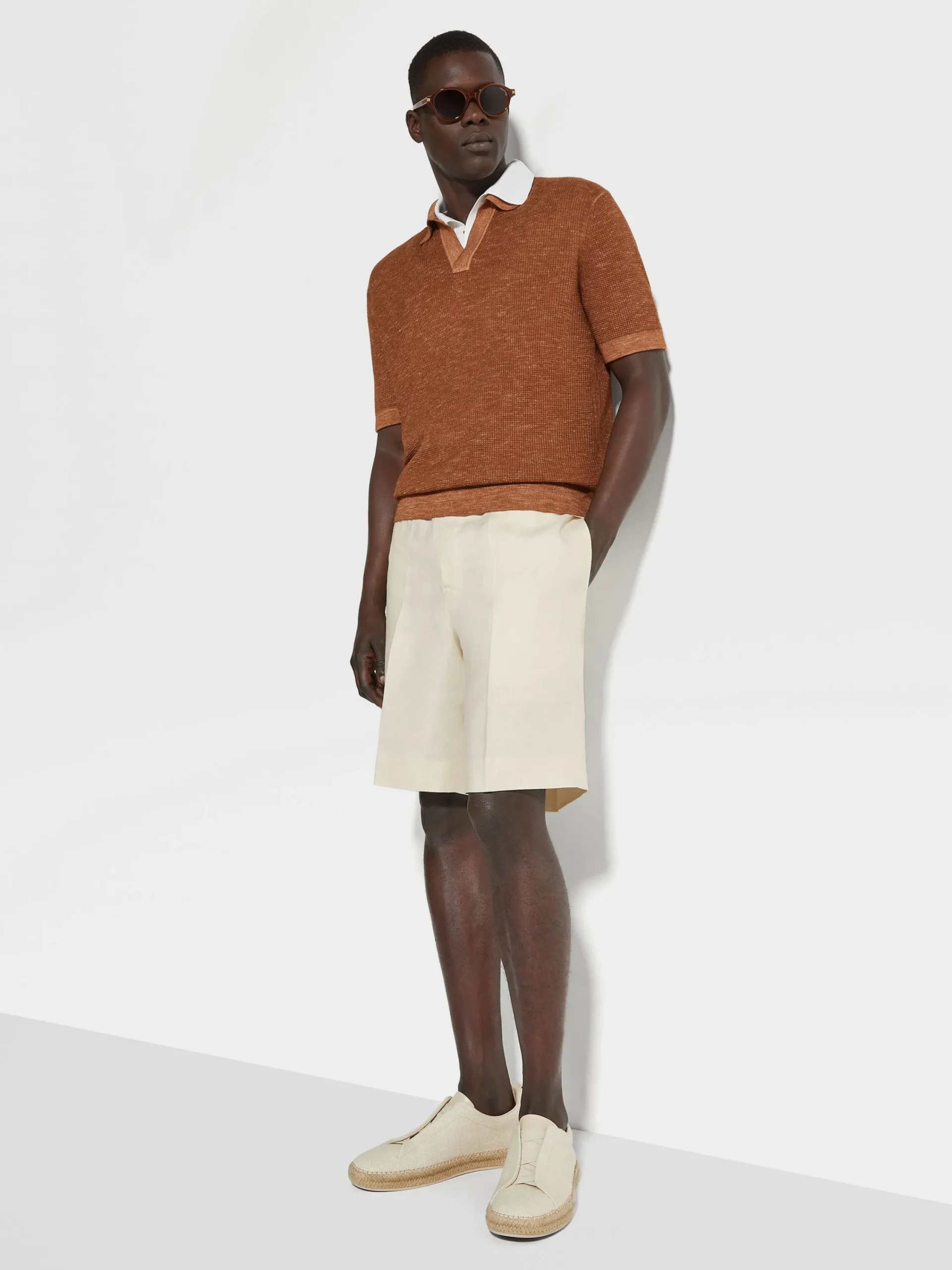 Pants>ZEGNA Oasi Lino Shorts White