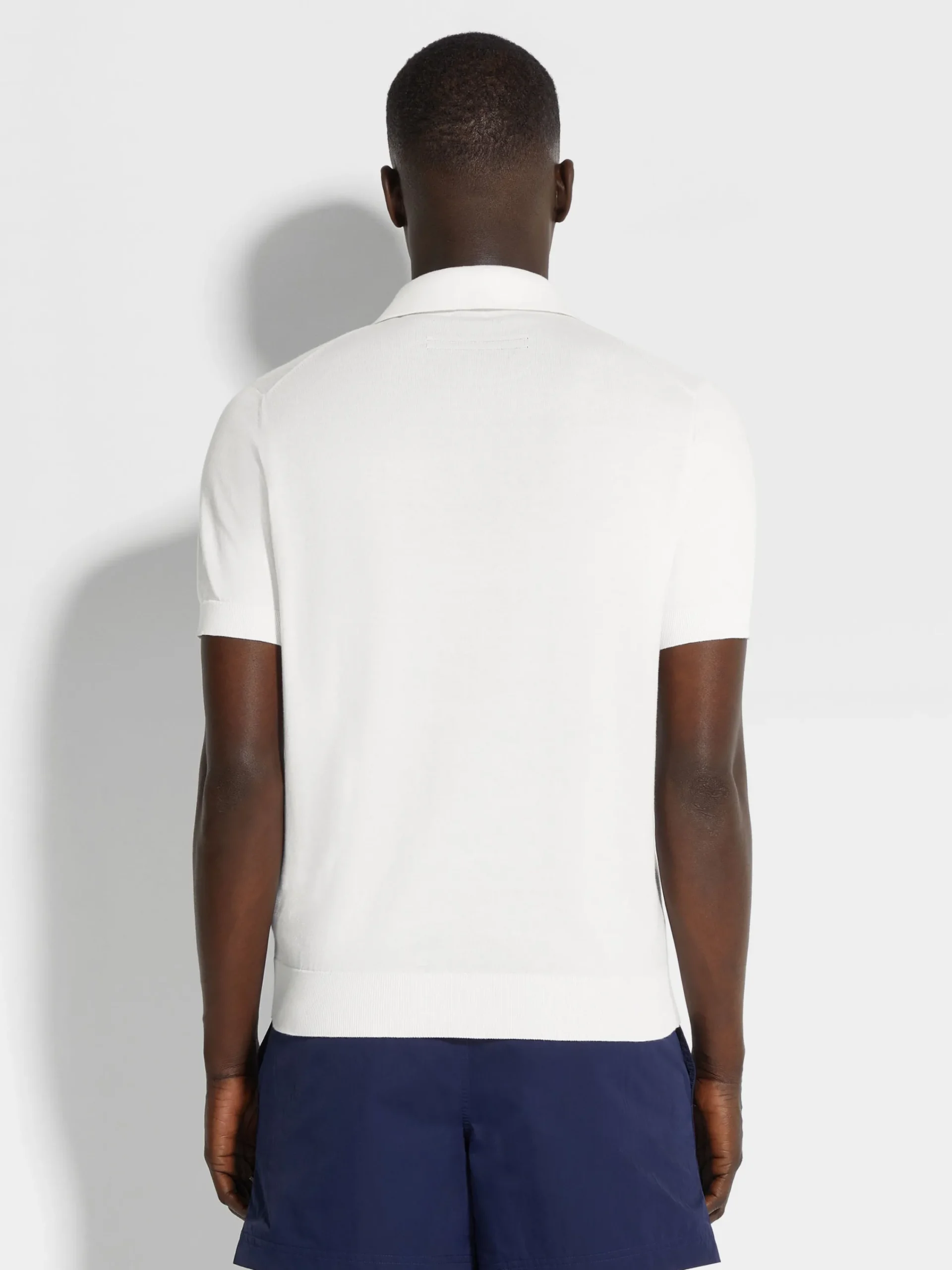 Resort Essentials|Sweaters>ZEGNA Premium Cotton Polo Shirt White