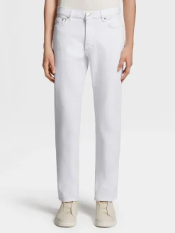 Jeans>ZEGNA Rinse-washed Cotton Roccia Jeans White