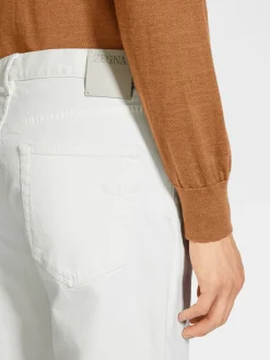 Jeans>ZEGNA Rinse-washed Stretch Cotton Roccia Jeans White