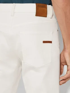 Jeans>ZEGNA Rinse-washed Stretch Cotton Roccia Jeans White