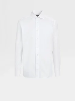 Shirts>ZEGNA Sea Island Cotton Long-sleeve Tailoring Shirt White
