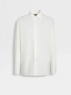 Shirts>ZEGNA Silk Cotton and Cashmere Shirt White