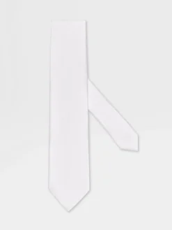Ties And Bow Ties>ZEGNA Silk Tie White