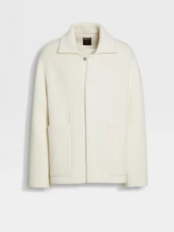 Jackets And Coats>ZEGNA Wool and Cashmere Chore Jacket White