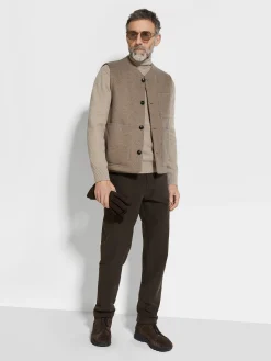 Jackets And Coats>ZEGNA Wool and Cashmere Blend Vest LightTaupe
